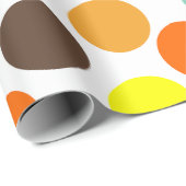 オレンジ、黄、茶、青のドット ラッピングペーパー (ロールコーナー)