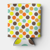 オレンジ、黄、茶、青のドット 缶クーラー (正面)