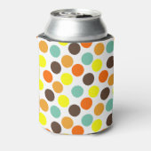 オレンジ、黄、茶、青のドット 缶クーラー (缶裏面)