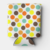 オレンジ、黄、茶、青のドット 缶クーラー (正面)