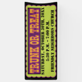 オレンジ、黒いおよび緑のトランクか御馳走 横断幕 (縦)