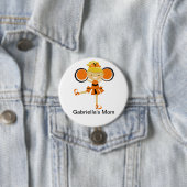 オレンジ、黒く及び白い応援のお母さんボタン 缶バッジ (インサイチュ)