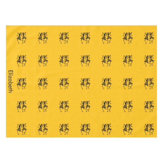 オレンジ、黒のシルエットお祝い テーブルクロス (正面(横))