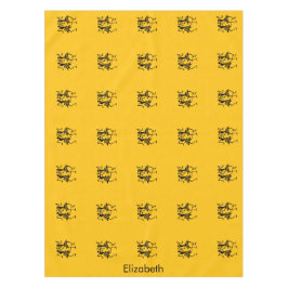 オレンジ、黒のシルエットお祝い テーブルクロス