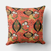 オレンジ、黒、植物 |原子 |世紀中頃 クッション (裏面)
