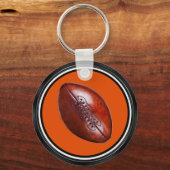 オレンジ、黒、白のサッカーパーソナライズされたギフト キーホルダー (裏面)