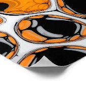 オレンジ、黒、白のバブルアート ポスター (角)