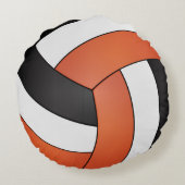 オレンジ、黒、白のバレーボール ラウンドクッション (裏面)