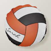オレンジ、黒、白のバレーボール | DIY名 ラウンドクッション (裏面)