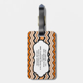 オレンジ、黒、白の波状のラゲッジタグストライプ(Orange, Black, White Wavy  ラゲッジタグ (裏面縦)