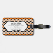 オレンジ、黒、白の波状のラゲッジタグストライプ(Orange, Black, White Wavy  ラゲッジタグ (裏面横)