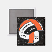 オレンジ、黒、白、バレーボールのグッズ マグネット (正面/裏面)