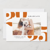 オレンジ 2025 太字 タイポグラフィー フォト 卒業 招待状 (正面)