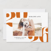 オレンジ 2025 太字 タイポグラフィー フォト 卒業 招待状 (正面)