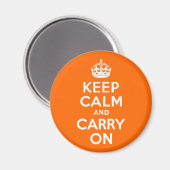 オレンジ Keep Calm and Carry On マグネット (正面/裏面)