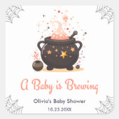 オレンジAベビーがハロウィーンのベビースシャワーを醸造している スクエアシール (正面)