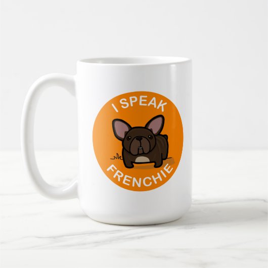 オレンジBrindle私はFrenchieを話します コーヒーマグカップ (左)