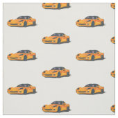 オレンジC6コルベット手描きスケッチ生地 ファブリック (見本)