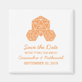 オレンジD20サイコロ日付磁石を保存 マグネット