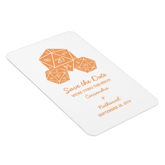 オレンジD20サイコロ日付磁石を保存 マグネット (右側)