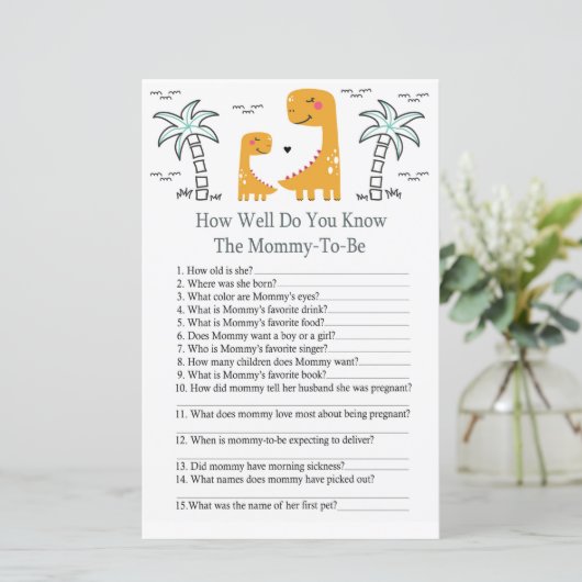 オレンジDinoあなたはどのように良く赤ちゃんシャワーゲームを知っている (スタンド正面)