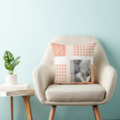 オレンジGingham Monogramを追加モダンする クッション (椅子)