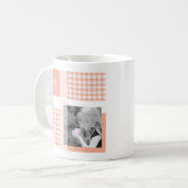 オレンジGingham Monogramを追加モダンする コーヒーマグカップ (正面左)