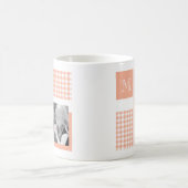 オレンジGingham Monogramを追加モダンする コーヒーマグカップ (中央)