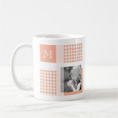 オレンジGingham Monogramを追加モダンする コーヒーマグカップ (左)