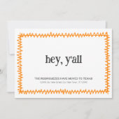 オレンジHey Y'all -テキサス州発表に移動 案内状 (正面)