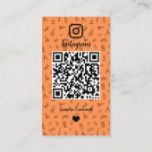 オレンジInstagramネイルサロンQRコードソーシャルメディア 名刺 (裏面)
