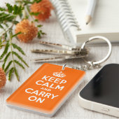 オレンジKeep Calm and Carry On キーホルダー (正面右)