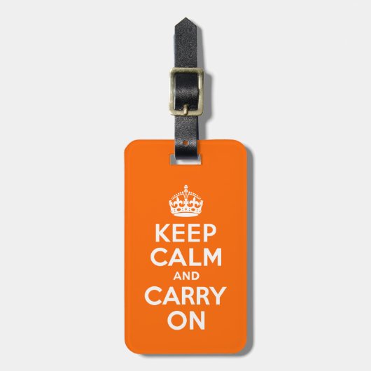 オレンジKeep Calm and Carry On ラゲッジタグ (正面縦)