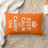 オレンジKeep Calm and Carry On ランバークッション (ブランケット)