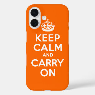オレンジKeep Calm and Carry On iPhone 16ケース