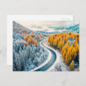 オレンジLで山林を抜ける冬の道 シーズンポストカード (正面/裏面)