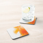 オレンジlionheadの金魚(フナのauratus) コースター (右側)