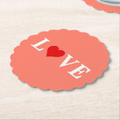 オレンジLOVEとハートエレガモダンント ペーパーコースター (アングル)