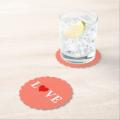 オレンジLOVEとハートエレガモダンント ペーパーコースター (インサイチュ)