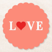 オレンジLOVEとハートエレガモダンント ペーパーコースター (正面)