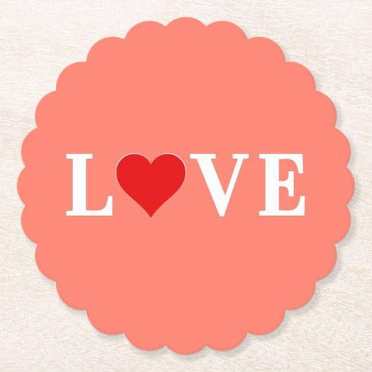 オレンジLOVEとハートエレガモダンント ペーパーコースター (正面)