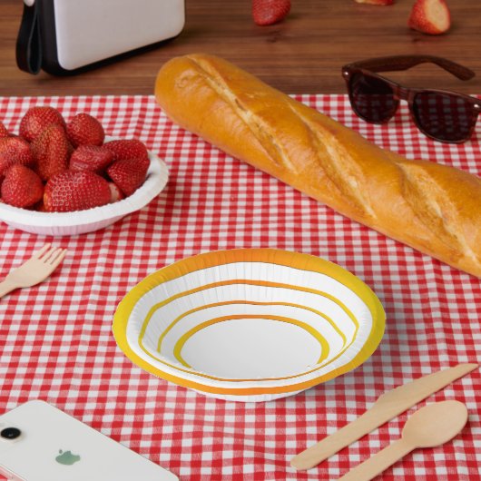 オレンジn黄リングや輪 ペーパーボウル (ピクニック)