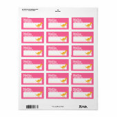 オレンジTレックスこんにちは私の名前は名前バッジピンク ラベル (フルシート)