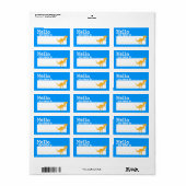 オレンジTレックスこんにちは私の名前は名前バッジブルー ラベル (フルシート)