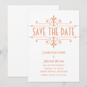 オレンジv2 おしゃれな装飾的な 挙式予告 招待状 (正面/裏面)