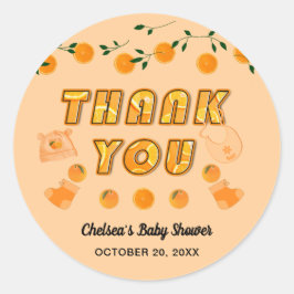 オレンジYou準備ベビーシャワー柑橘系ありがとう可愛い ラウンドシール