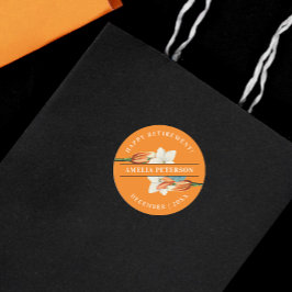 オレンスタイリッシュエレガントジホワイトリリーレトロフローラ ラウンドシール