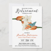 オレンスタイリッシュエレガントジ白の退職フローラ 招待状 (正面)