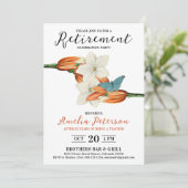 オレンスタイリッシュエレガントジ白の退職フローラ 招待状 (スタンド正面)