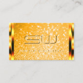 オレンスタイリッシュジグリッター発光の星とイニシャル 名刺 (正面)